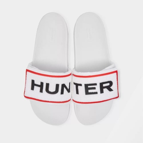 Hunter Original Terry Towelling Logo Adjustable Slides For Mens - NZ J8674